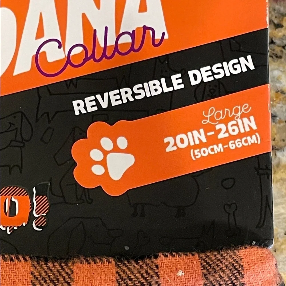 NWT Doghaus Whimsy Collection Dog Bandana Collar Reversible Orange Plaid
